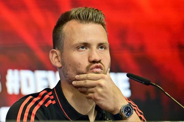 Sport Themen der Woche KW23 Sport Bilder des Tages TUBIZE, BELGIUM - JUNE 06 : Mignolet Simon goalkeeper of Belgium pictured during a press conference, PK, Pressekonferenz prior to the United Nations League match against Poland at the Belgian Football center June 6, 2022 in Tubize, Belgium, 06 06 2022 ( media activities Belgian National Football Team 06 06 2022 PhotoNews Panoramic 