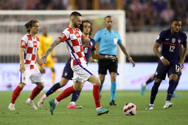 Croatia v France: UEFA Nations League - League Path Group 1 SPLIT, CROATIA - JUNE 06: Marcelo Brozovic of Croatia controls a ball during the UEFA Nations League League A Group 1 match between Croatia and France at Stadion Poljud on June 6, 2022 in Split, Croatia. IgorxKralj PIXSELL