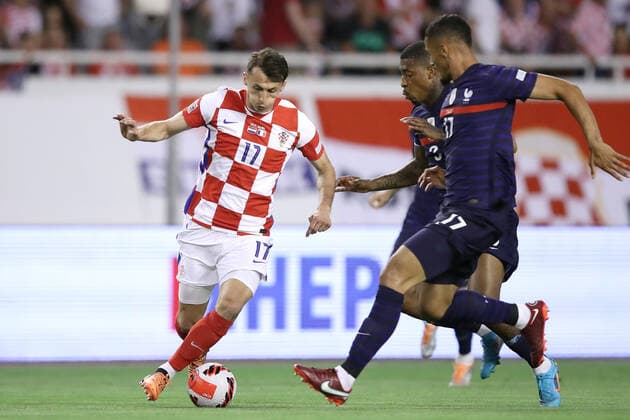 Croatia v France: UEFA Nations League - League Path Group 1 SPLIT, CROATIA - JUNE 06: Ante Budimir of Croatia controls a ball during the UEFA Nations League League A Group 1 match between Croatia and France at Stadion Poljud on June 6, 2022 in Split, Croatia. LukaxStanzl PIXSELL