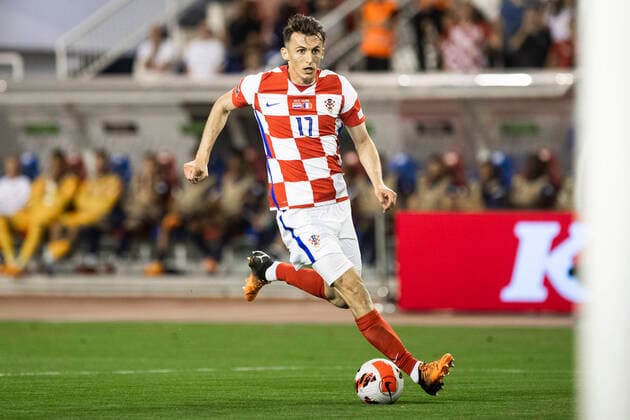 Croatia v France: UEFA Nations League - League Path Group 1 SPLIT, CROATIA - JUNE 06: Ante Budimir of Croatia controls a ball during the UEFA Nations League League A Group 1 match between Croatia and France at Stadion Poljud on June 6, 2022 in Split, Croatia. MilanxSabic PIXSELL