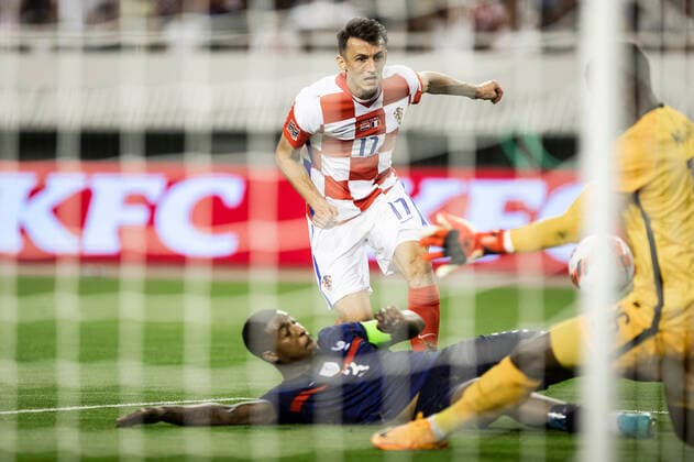 Croatia v France: UEFA Nations League - League Path Group 1 SPLIT, CROATIA - JUNE 06: Presnel Kimpembe of France blocks a shots from Ante Budimir of Croatia during the UEFA Nations League League A Group 1 match between Croatia and France at Stadion Poljud on June 6, 2022 in Split, Croatia. MilanxSabic PIXSELL