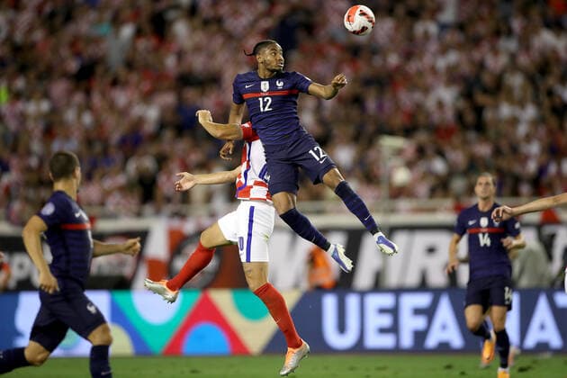 Croatia v France: UEFA Nations League - League Path Group 1 SPLIT, CROATIA - JUNE 06: Martin Erlic of Croatia compete for the ball with Christopher Nkunku of France during the UEFA Nations League League A Group 1 match between Croatia and France at Stadion Poljud on June 6, 2022 in Split, Croatia. IgorxKralj PIXSELL