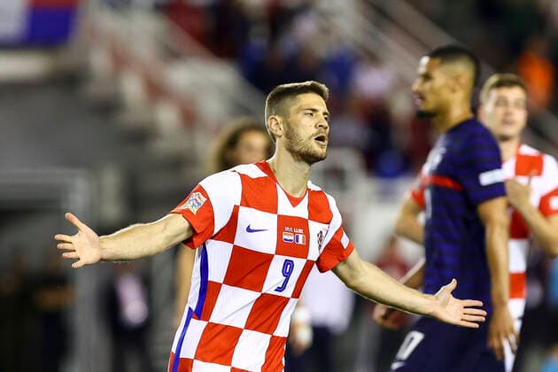 Croatia v France: UEFA Nations League - League Path Group 1 SPLIT, CROATIA - JUNE 06: Andrej Kramaric of Croatia celebrates scoring a goal for 1:1 during the UEFA Nations League League A Group 1 match between Croatia and France at Stadion Poljud on June 6, 2022 in Split, Croatia. MiroslavxLelas PIXSELL