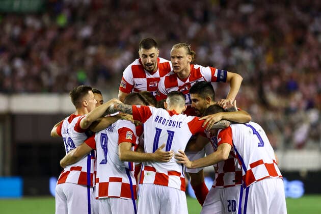 Croatia v France: UEFA Nations League - League Path Group 1 SPLIT, CROATIA - JUNE 06: Players of Croatia celebrate after scorining a goal for 1:1 during the UEFA Nations League League A Group 1 match between Croatia and France at Stadion Poljud on June 6, 2022 in Split, Croatia. MiroslavxLelas PIXSELL