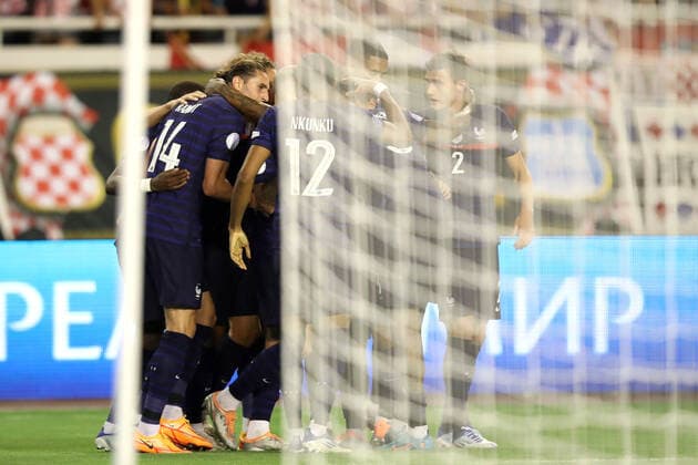 Croatia v France: UEFA Nations League - League Path Group 1 SPLIT, CROATIA - JUNE 06: Players of France celebrate a goal for 1:1 during the UEFA Nations League League A Group 1 match between Croatia and France at Stadion Poljud on June 6, 2022 in Split, Croatia. LukaxStanzl PIXSELL