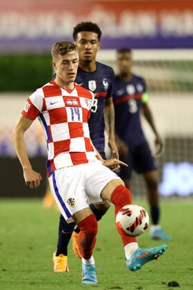Croatia v France: UEFA Nations League - League Path Group 1 SPLIT, CROATIA - JUNE 06: Luka Sucic of Croatia controls a ball during the UEFA Nations League League A Group 1 match between Croatia and France at Stadion Poljud on June 6, 2022 in Split, Croatia. LukaxStanzl PIXSELL