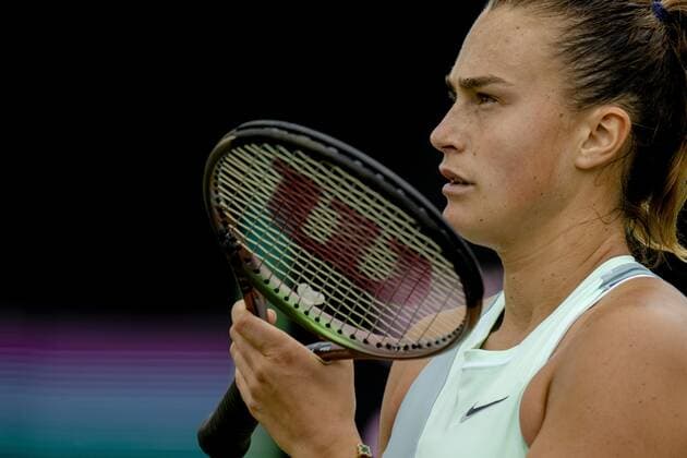 ROSMALEN - Tennis star Aryna Sabalenka in action at the international tennis tournament Libema Open. The combined Dutch tennis tournament for men and women will be held on the grass courts of Autotron for twelve days. ANP SANDER KING xVIxANPxSportx xxANPxIVx