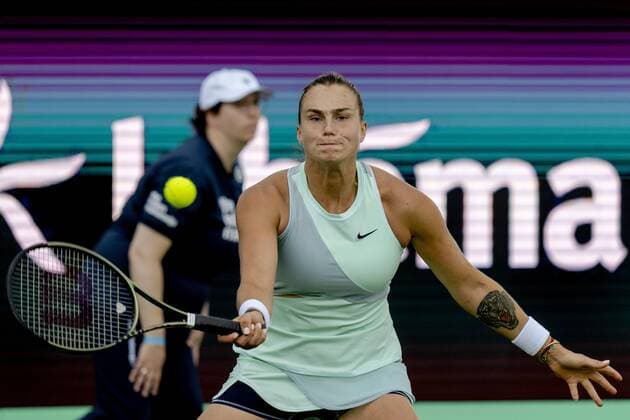 ROSMALEN - Tennis star Aryna Sabalenka in action at the international tennis tournament Libema Open. The combined Dutch tennis tournament for men and women will be held on the grass courts of Autotron for twelve days. ANP SANDER KING xVIxANPxSportx xxANPxIVx