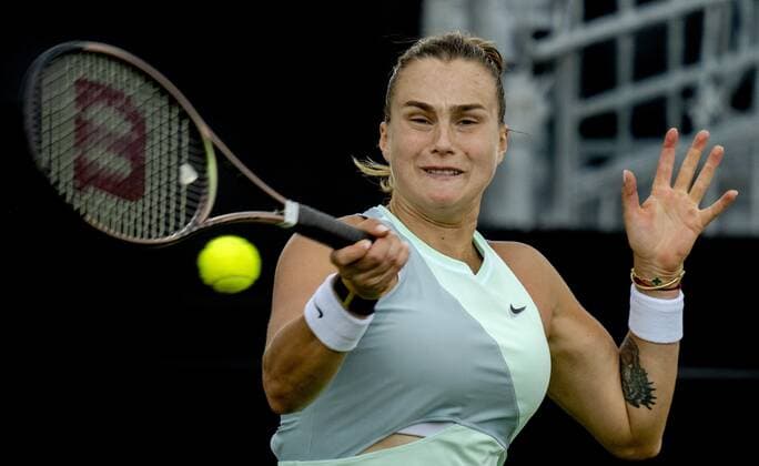 ROSMALEN - Tennis star Aryna Sabalenka in action at the international tennis tournament Libema Open. The combined Dutch tennis tournament for men and women will be held on the grass courts of Autotron for twelve days. ANP SANDER KING xVIxANPxSportx xxANPxIVx