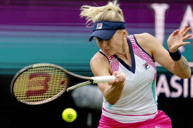ROSMALEN - Tennis star Kateryna Baindl in action at the international tennis tournament Libema Open. The combined Dutch tennis tournament for men and women will be held on the grass courts of Autotron for twelve days. ANP SANDER KING xVIxANPxSportx xxANPxIVx