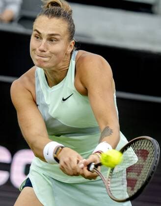 ROSMALEN - Tennis star Aryna Sabalenka in action at the international tennis tournament Libema Open. The combined Dutch tennis tournament for men and women will be held on the grass courts of Autotron for twelve days. ANP SANDER KING xVIxANPxSportx xxANPxIVx