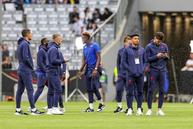 Germany v England UEFA Nations League 07 06 2022. England players come out to inspect the pitch during the UEFA Nations League match between Germany and England at Allianz Arena, Munich, Germany on 7 June 2022. Editorial use only , Copyright: xNigelxKeenex PSI-15374-0012