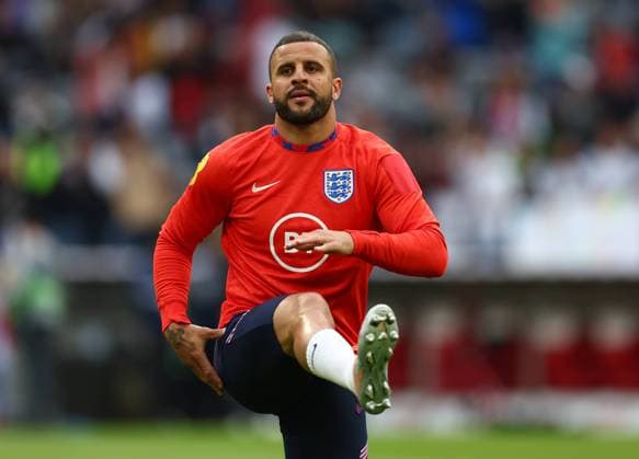 Munich, Germany, 7th June 2022. Kyle Walker of England warms up during the UEFA Nations League match at Allianz Arena, Munich. Picture credit should read: David Klein Sportimage EDITORIAL USE ONLY. No use with unauthorised audio, video, data, fixture lists, club league logos or live services. Online in-match use limited to 120 images, no video emulation. No use in betting, games or single club league player publications. SPI-1728-0022