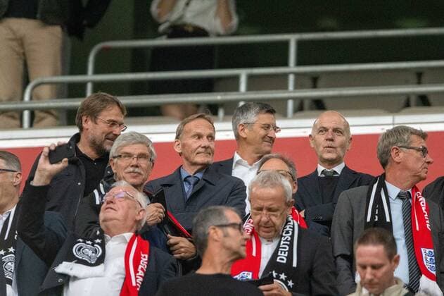 Joachim Watzke, Herbert Heiner, GER, Deutschland Germany vs. England, Fussball, Laenderspiel, UEFA Nations League Division A, Gruppe 3, 2022 2023, 07.06.2022, DFB DFL regulations prohibit any use of photographs as image sequences and or quasi-video., GER, Deutschland Germany vs. England, Fussball, Laenderspiel, UEFA Nations League Division A, Gruppe 3, 2022 2023, 07.06.2022 Muenchen Copyright: xEibner-Pressefoto SaschaxWaltherx EP_EER
