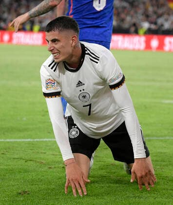07.06.2022, Fussball Länderspiel UEFA-Nations-League 2022 23, Deutschland - England, in der Allianz-Arena München. Kai Havertz (Deutschland) am Boden.