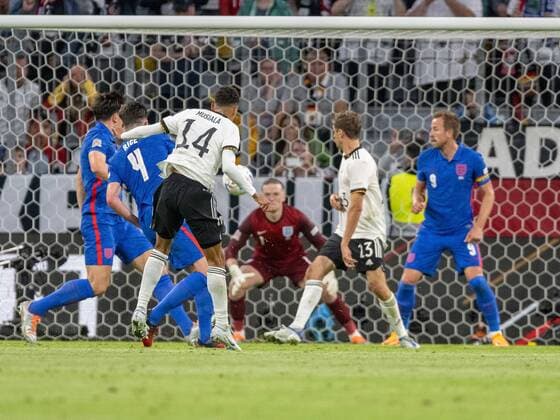 Jamal Musiala (Deutschland, 14), GER, Deutschland Germany vs. England, Fussball, Laenderspiel, UEFA Nations League Division A, Gruppe 3, 2022 2023, 07.06.2022, DFB DFL regulations prohibit any use of photographs as image sequences and or quasi-video., GER, Deutschland Germany vs. England, Fussball, Laenderspiel, UEFA Nations League Division A, Gruppe 3, 2022 2023, 07.06.2022 Muenchen Copyright: xEibner-Pressefoto SaschaxWaltherx EP_EER