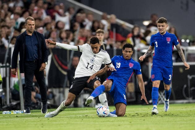 UEFA Nations League, Deutschland - England; 07.06.2022 Jamal Musiala (Deutschland, 14), Jude Bellingham (England, 199 UEFA Nations League, Deutschland - England, Allianz Arena, Muenchen Copyright: xBEAUTIFULxSPORTS Wunderlx