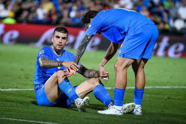 June 7, 2022, Cesena, Italy: Cesena, Italy, Dino Manuzzi stadium, June 07, 2022, Disappointment of Italy s Gianluca Mancini after scoring an autogoal during Italy vs Hungary - football UEFA Nations League match. football UEFA Nations League match - Italy vs Hungary, Cesena, Italy - ZUMAl164 20220607_zsa_l164_060 Copyright: xEttorexGriffonix