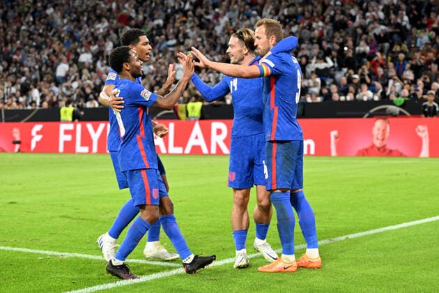Muenchen, Allianz Arena, 07.06.22, GER, Herren, UEFA Nations League, Saison 2022-2023, Deutschland - England Bild: Harry Kane (England) jubelt nach seinem Tor zum 1:1 Nur fuer journalistische Zwecke! Only for editorial use! Bayern Deutschland