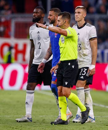 Germany v England UEFA Nations League The match referee consults the VAR monitor before awarding England a penalty during the UEFA Nations League match between Germany and England at Allianz Arena, Munich Content Not Available For UK Newspapers Copyright: xPaulxChestertonx FIL-16985-0201 UK Newspapers OUT
