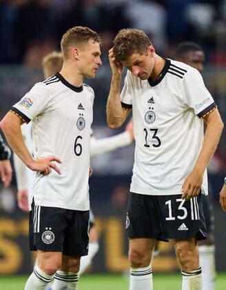 Thomas Müller, DFB 13 Joshua Kimmich, DFB 6 sad after the UEFA Nations League 2022 match GERMANY - ENGLAND in Season 2022 2023 on Juni 07, 2022 in Munich, Germany.