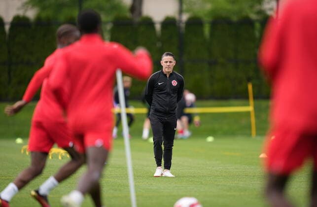 June 7, 2022, VANCOUVER, BC, CANADA: Canadian national men s soccer team head coach John Herdman watches a training session for a CONCACAF Nations League match against Curacao, in Vancouver, on Tuesday, June 7, 2022. Canada s men s soccer team is back to training for the Thursday match, but the players say there s still work to be done on reaching a new deal with the s national governing body. A scheduled friendly against Panama on Sunday was cancelled after the Canadian team refused to play due to a labour dispute. Canada News - June 7, 2022  - ZUMAc35_ 20220607_zaf_c35_091 Copyright: xDarrylxDyckx