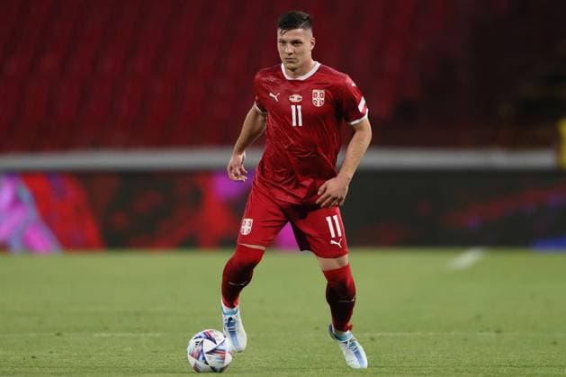 SERBIA vs SLOVENIA LUKA JOVIC fudbaler reprezentacije Srbije na utakmici UEFA Lige nacija protiv Slovenije na stadionu Rajko Mitic, Beograd 05.06.2022. godine Foto: Marko Metlas Fudbal, Reprezentacija, Srbija, Slovenija, UEFA Liga nacija SERBIA, SLOVENIA, UEFA NATIONS LEAGUE Beograd Rajko Mitic stadium Serbia Copyright: xMarkoxMetlas xMNxPressx