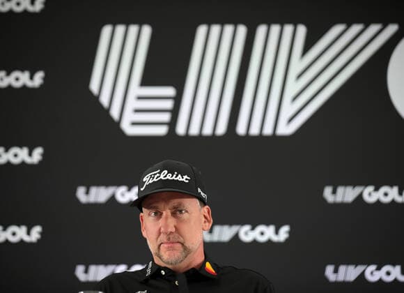 England s Ian Poulter answers questions from the media at a press conference, PK, Pressekonferenz for the inaugural LIV Golf event at the Centurion club in Hertfordshire on Wednesday, June 08, 2022.The event is controversial due to golfer s such as Dustin Johnson leaving the PGA, Golf Herren tour to take part and because it is funded by Saudi Arabian money.  LON2022060831 HUGOxPHILPOTT