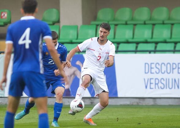 08.06.2022, Chisinau, Stadium Zimbru, U21, U 21 EM - Qualifikation: Moldawien-Schweiz, 2 Anel Husic (Schweiz) in Aktion, am Ball Chisinau Stadium Zimbru Chisinau Moldawien Copyright: xJustPictures.ch AleksandarxDjorovicx