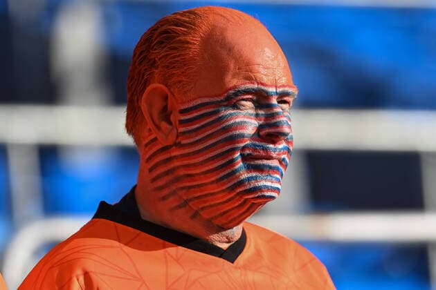 UEFA Nations League Wales vs Netherlands A Netherlands fan with a full team colour face paint Cardiff Cardiff City Stadium South Glamorgan United Kingdom Copyright: xCraigxThomas NewsxImagesx