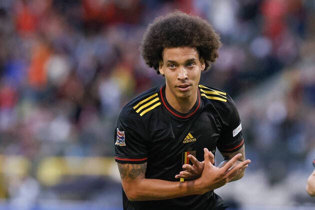 Sport Themen der Woche KW23 Sport Bilder des Tages Belgium s Axel Witsel celebrates after scoring during a soccer game between Belgian national team, Nationalteam the Red Devils and Poland, Wednesday 08 June 2022 in Brussels, the second game (out of six) in the Nations League A group stage. BRUNOxFAHY  x36138080x