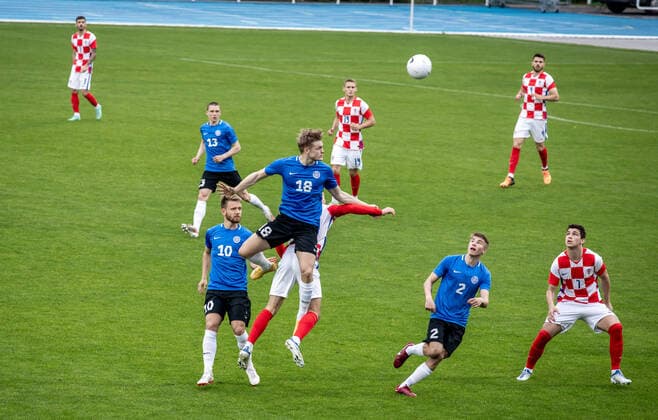 08.06.2022, Pärnu. 2023 UEFA European Under-21 Championship Qualifying match. Estonia VS Croatia 0:4. 10 Henri Välja, 18 Markus Allast, 2 Kristo Hussar, 7 Antonio Marin. Photo: Urmas Luik Pärnu PM Pärnu Pärnumaa Estonia 7UL08JUN2022C-13  Copyright: xUrmasxLuikx 10 Henri Välja, 18 Markus Allast, 2 Kristo Hussar, 7 Antonio Marin