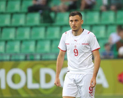 08.06.2022, Chisinau, Stadium Zimbru, U21, U 21 EM - Qualifikation: Moldawien-Schweiz, 9 Filip Stojilkovic (Schweiz) in Aktion Chisinau Stadium Zimbru Chisinau Moldawien Copyright: xJustPictures.ch AleksandarxDjorovicx