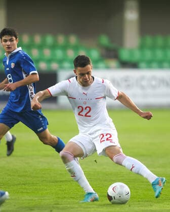 08.06.2022, Chisinau, Stadium Zimbru, U21, U 21 EM - Qualifikation: Moldawien-Schweiz, 22 Fabian Rieder (Schweiz) in Aktion, am Ball Chisinau Stadium Zimbru Chisinau Moldawien Copyright: xJustPictures.ch AleksandarxDjorovicx