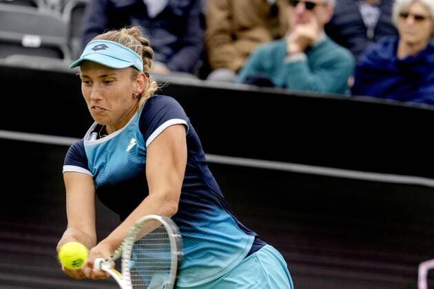 ROSMALEN - Tennis star Elise Mertens (Belgium) in action at the international tennis tournament Libema Open. The combined Dutch tennis tournament for men and women will be held on the grass courts of Autotron for twelve days. ANP SANDER KING xVIxANPxSportx xxANPxIVx