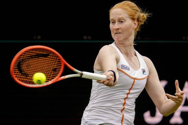 ROSMALEN - Tennis player Alison van Uytvanck (Belgium) in action at the international tennis tournament Libema Open. The combined Dutch tennis tournament for men and women will be held on the grass courts of Autotron for twelve days. ANP SANDER KING xVIxANPxSportx xxANPxIVx