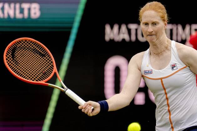 ROSMALEN - Tennis player Alison van Uytvanck (Belgium) in action at the international tennis tournament Libema Open. The combined Dutch tennis tournament for men and women will be held on the grass courts of Autotron for twelve days. ANP SANDER KING xVIxANPxSportx xxANPxIVx