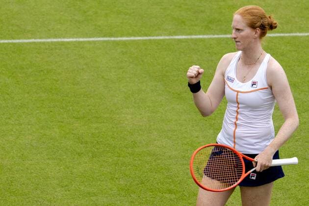ROSMALEN - Tennis player Alison van Uytvanck (Belgium) in action at the international tennis tournament Libema Open. The combined Dutch tennis tournament for men and women will be held on the grass courts of Autotron for twelve days. ANP SANDER KING xVIxANPxSportx xxANPxIVx