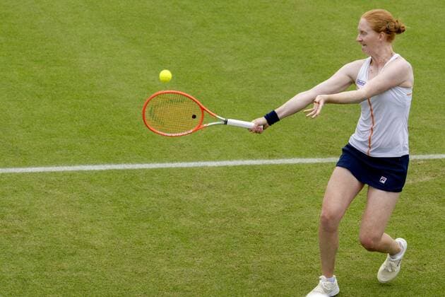 ROSMALEN - Tennis player Alison van Uytvanck (Belgium) in action at the international tennis tournament Libema Open. The combined Dutch tennis tournament for men and women will be held on the grass courts of Autotron for twelve days. ANP SANDER KING xVIxANPxSportx xxANPxIVx