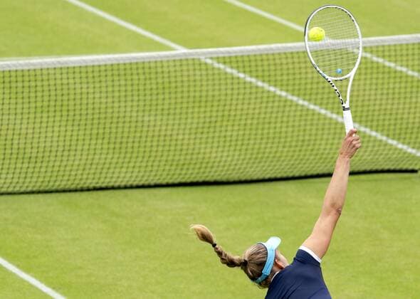 ROSMALEN - Tennis star Elise Mertens (Belgium) in action at the international tennis tournament Libema Open. The combined Dutch tennis tournament for men and women will be held on the grass courts of Autotron for twelve days. ANP SANDER KING xVIxANPxSportx xxANPxIVx