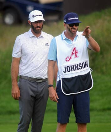 Golf - 2022 LIV Invitation Series - Event One - Day One - Centurion Club - Thursday 9th June 2022 Dustin Johnson with his caddie 
