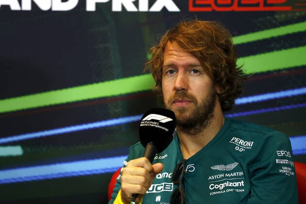 Sebastian Vettel, Aston Martin during the drivers press conference, PK, Pressekonferenz during the Formula 1 Azerbaijan Grand Prix 2022, 8th round of the 2022 FIA Formula One World Championship, WM, Weltmeisterschaft on the Baku City Circuit, from June 10 to 12, 2022 in Baku, Azerbaijan - F1 - AZERBAIJAN GRAND PRIX 2022 DPPI Panoramic  GP2208_090324_X4I7011