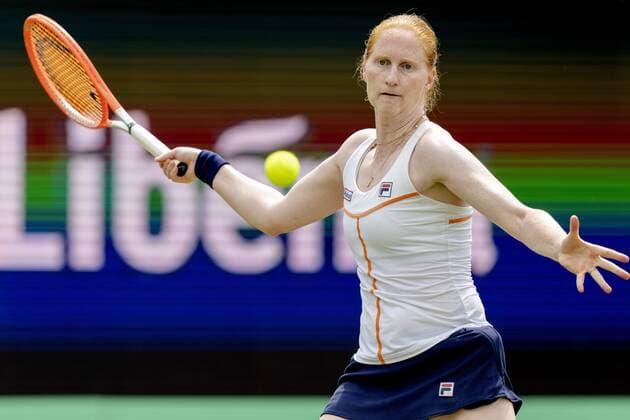 ROSMALEN - Tennis player Alison Van Uytvanck (Belgium) in action during the match against Aryna Sabalenka (not in photo, Belarus) at the international tennis tournament Libema Open. The combined Dutch tennis tournament for men and women will be held on the grass courts of Autotron for twelve days. ANP SANDER KING xVIxANPxSportx xxANPxIVx