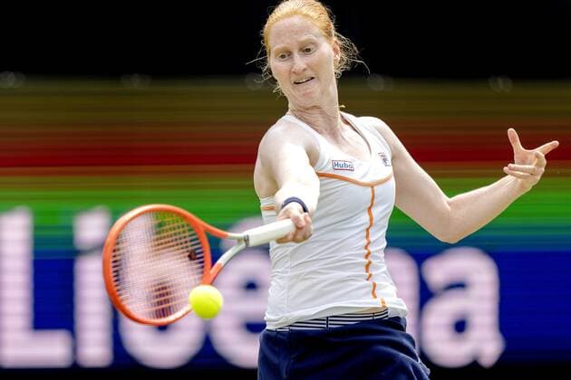 ROSMALEN - Tennis player Alison Van Uytvanck (Belgium) in action during the match against Aryna Sabalenka (not in photo, Belarus) at the international tennis tournament Libema Open. The combined Dutch tennis tournament for men and women will be held on the grass courts of Autotron for twelve days. ANP SANDER KING xVIxANPxSportx xxANPxIVx