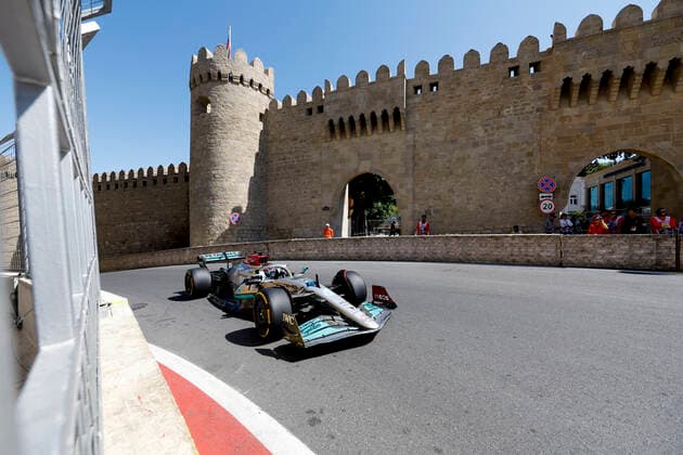 63 George Russell (GBR, Mercedes-AMG Petronas F1 Team), F1 Grand Prix of Azerbaijan at Baku City Circuit on June 10, 2022 in Baku, Azerbaijan. (Photo by HOCH ZWEI) Baku Azerbaijan