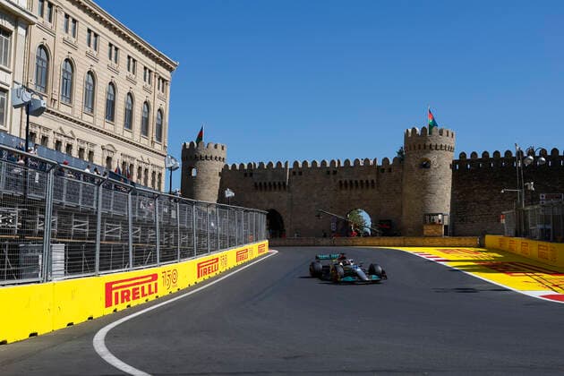 63 George Russell (GBR, Mercedes-AMG Petronas F1 Team), F1 Grand Prix of Azerbaijan at Baku City Circuit on June 10, 2022 in Baku, Azerbaijan. (Photo by HOCH ZWEI) Baku Azerbaijan