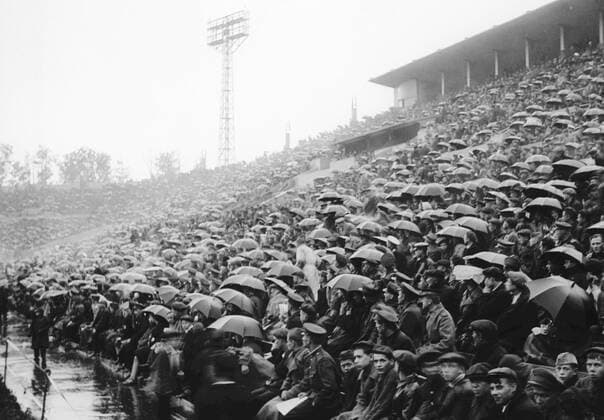 FANS MATCH 53607 01.10.1937 Fans rooting for their teams at a match held at Moscow s Dynamo stadium Shagin Sputnik Moscow Russia  Copyright: xShaginx