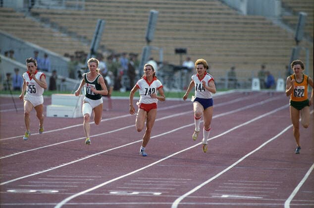 8th USSR Peoples Spartakiade 8178058 14.05.1983 The 8th USSR Peoples Spartakiade. May 11 - August 5, 1983. Track and field athletics. Big Sports Arena of the Vladimir Lenin Central Stadium (now Luzhniki Olympic Center). Women s 100 m race, won by Olga Antonova, center. Dmitryi Donskoy Moscow Russia  Copyright: xDmitryixDonskoyx