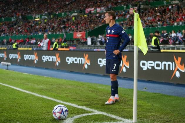SOCCER - NL, AUT vs FRA VIENNA,AUSTRIA,10.JUN.22 - SOCCER - UEFA Nations League, OEFB international match, Länderspiel, Nationalmannschaft Austria vs France. Image shows Antoine Griezmann (FRA).  GEPAxpictures xPhilippxBrem