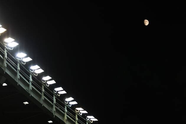 SOCCER - NL, AUT vs FRA VIENNA,AUSTRIA,10.JUN.22 - SOCCER - UEFA Nations League, OEFB international match, Länderspiel, Nationalmannschaft Austria vs France. Image shows the Ernst Hhappel Stadion and the moon.  GEPAxpictures xArminxRauthner